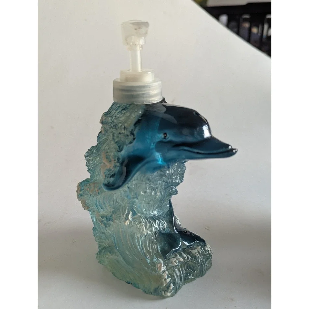 Allure 2000 Vintage Blue Dolphin Resin Bathroom Set 4 Piece Ocean Theme